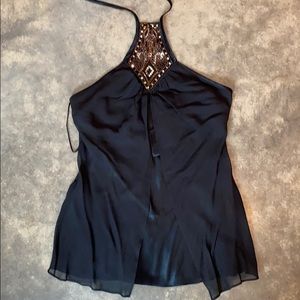 Express black beaded halter top